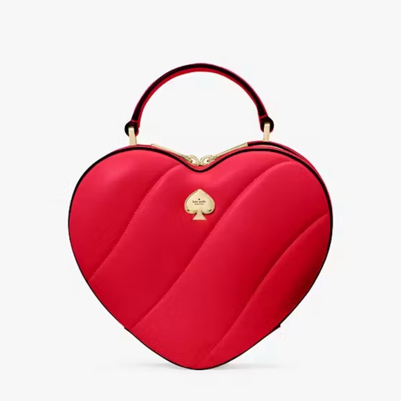 Kate Spade Love Shack Quilted 3D Heart Crossbody Ruby Red - Picture 14 of 16